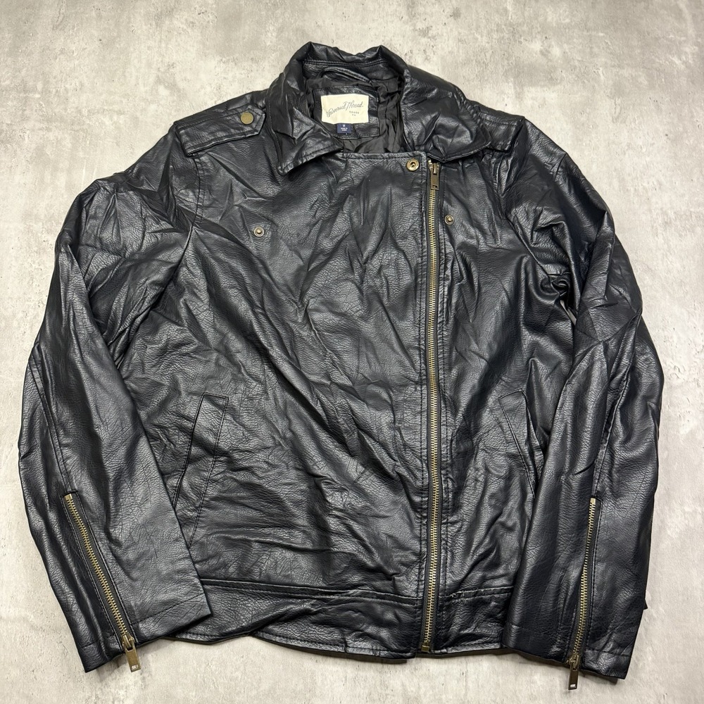 Universal Thread Womens Faux Leather Moto Jacket Black Asymmetrical Zip Size M